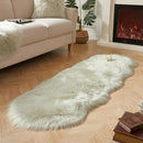 AMTOVO Faux Sheepskin Rug, Light Grey Ultra Soft Fluffy Shag Area Rug, 2 x 6 ft Faux Fur Rug for Bedroom Sofa Throw Cushion Room Decor, Sheepskin by CozyNest Decor