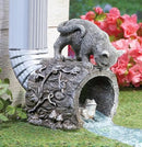 Collections Etc Curious Kitty Cat and Frog Gutter Downspout, Hand-Painted, Hollow Tree Stump Design, Grey by GreenHaven Gardens