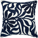 Alysheer Farmhouse Floral Leaves Embroidered Decorative Throw Pillow Cover 18x18 inches, Boho Tufted Flowers Embroidery Pattern Chic Cotton Cushion Case for Couch Bed Sofa Living Room(Navy Blue) by CozyNest Decor