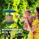 Metal Bird Feeder for Outdoors Hanging,3.0LB Seed Feeder,Easy to Fill & Clean,360° Feeding,Chew Proof Weatherproof Roof for Gardens and Wild Birds,Green by CozyNest Decor