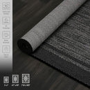 CAMILSON Indoor Outdoor Rug, 8x10 Bordered Dark Gray Black Modern Area Rugs for Indoor and Outdoor Patios, Kitchen and Hallway Mats, Washable Porch Deck Outside Carpet (Bordered Black, 8 x 10) by GreenHaven Gardens