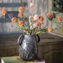 Black Ceramic Vase with 2 Handles, Modern Farmhouse Decor, Rustic Terracotta Pottery, Decorative Flower Vases, Clay Small Vase, Centerpiece for Dining Table - 7 Inch Tall by GreenHaven Gardens