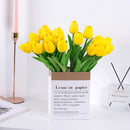 20pcs Yellow Artificial Tulip Fake Flower 12.9 Inch Spring Mother's Day Easter Gift for Home Kitchen Wedding Decoration by CozyNest Decor