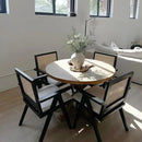 Rattan Dining Chairs Set of 4, Farmhouse Wicker Dining Chairs with Removable Linen Cushion Accent Cane Armchair for Dining Room Kitchen Restaurant, Black by CozyNest Decor