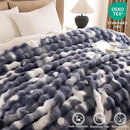 Cozy Faux Fur Throw Blanket for Bed Warm Fuzzy Throw Blanket, Soft Plush Thick Bubble Blankets for Bedroom and Living Room, Furry Luxury Blanket, 90 x 90,Tie-Dye Blue by CozyNest Decor