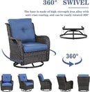 8 Piece Outdoor Patio Furniture Set - 41" CSA Propane Fire Pit Table Patio Conversation Set with Swivel Rocker Outdoor Chairs, Wicker loveseat and Ottoman for Outside Casual Gathering by GreenHaven Gardens