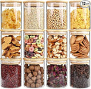 17oz Glass Food Storage Jars, Glass Jars with Bamboo Lids, Kitchen Storage Jars, Set of 12, Canisters with Airtight Lids for Spice, Coffee, Cookie, Pantry Organizers by CozyNest Decor
