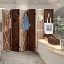 6 Panel Pegboard Room Divider, 5.6Ft Pegboard Display Folding Privacy Screens, Wood Room Divider Peg Board Display Freestanding for Trade Show Craft Show Home Wall Organizer, Brown by CozyNest Decor