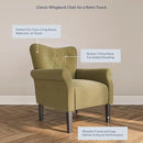 BELLEZE Modern Accent Chair, High Back Armchair, Upholstered Wingback Side Chair, Padded Single Sofa with Wooden Legs for Living Room, Bedroom - Avocado by CozyNest Decor