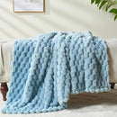 NEWCOSPLAY Super Soft Twin Blanket Blue Premium Silky Flannel Fleece 3D Clouds Stylish Jacquard Lightweight Bed Blanket All Season Use 350GSM (Blue, Twin(60"x80")) by CozyNest Decor