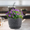 12 inch Big Plant Pots, Plastic Planters with Drainage Holes and Trays, Large Flower Pots for Indoor Outdoor Plants, Modern Decorative Pots for Garden House Plants, Speckled Black by GreenHaven Gardens