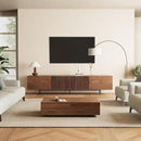 Mid Century Modern TV Stand for 80+ Inch TVs, 94.48" Walnut Console with Ample Storage – Stylish Entertainment Center for Living Room or Bedroom by CozyNest Decor