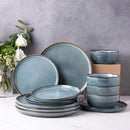 GBHOME Ceramic Dinnerware Sets for 4, 12 Pieces Stoneware Plates and Bowls Sets, Reactive Glaze Dishes -Scratch Resistant, Dishwasher&Microwave Safe, Space Blue by CozyNest Decor
