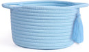 Empty Gift Basket – SweetMemo Mini Woven Rope Organizer Baskets for Gifting, Baby Shower, Desk, Makeup Brushes, Bathroom, Shelves – Small Decorative Storage Bin with Gift Bag & Ribbon – Soft Blue by TinyTreasures Baby Boutique
