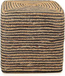 REDEARTH · Cube Pouf Foot Stool Ottoman - Jute Braided Pouffe Poof Accent Sitting Footrest for The Living Room, Bedroom, Nursery, Patio, Lounge 50% Jute 50% Cotton (14.5”x14.5”x16”; Natural Black) by CozyNest Decor