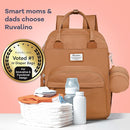 RUVALINO Diaper Bag Backpack-Multifunction Baby Travel Bag with Changing pad, Insulated Bottle Holders & Pacifier Case, Large Capacity, Waterproof, Dark Brown by TinyTreasures Baby Boutique