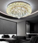 23.6'' Modern Crystal Chandeliers LED Dimmable Flush Mount Ceiling Chandeliers for Living Room Entrance Foyer Bedroom Gold by CozyNest Decor