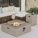 COSIEST 35-inch Square Outdoor Sandstone Propane Fire Pit w Wind Guard and Side Table, CSA Certified, 50,000 BTU Stainless Steel Burner, Free Lava Rocks and Rain Cover, Metal Lid(Gray) by GreenHaven Gardens