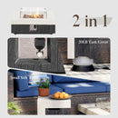 COSIEST 35" Outdoor Propane Fire Pit Table w Tank Cover & Wind Guard, Square Gas Fire Pit Table with Concrete & Wood Grain Design, 50000BTU CSA Certified Fire Tables for Patio, Backyard, Garden by GreenHaven Gardens