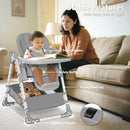 Kinder King Convertible Baby High Chair, Adjustable Feeding Chair for Babies and Toddlers with Removable Double Tray, Simple Compact Fold for Space-Saving, 2 Built-in Wheels, Easy to Clean, Gray by TinyTreasures Baby Boutique