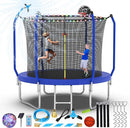 Upgraded Trampoline 8FT/10FT/12FT/14FT With Basketball Hoop, Light, Sprinkler, Stakes - Outdoor Backyard for 4-6 Kids and Adults by TinyTreasures Baby Boutique