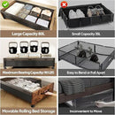 Wooden Under Bed Storage with Wheels, 80L Extra-large Rolling Under the Bed Storage Bins 2 Pack with Removable Lid, Upgrade Metal Under Bed Drawers for Clothes Shoes Blankets in Bedroom by CozyNest Decor