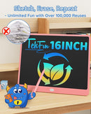 TEKFUN LCD Writing Tablet Doodle Board, 16 Inch Colorful Drawing Tablet Writing Pad,Toddler Toys for 3 4 5 6 7 8 9 Year Old Girls Boys Teen Adults,Birthday Gifts for Kids (Pink) by TinyTreasures Baby Boutique