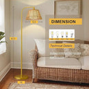 Oneach Arc Floor Lamp for Living Room,Rattan Boho Floor Lamp with Hand-Woven Wicker & Fabric Shade, Foot Switch,Gold Metal Base & Pole,Farmhouse Standing Lamp for Bedroom Corner,Office,Reading by CozyNest Decor