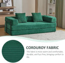 Convertible Sleeper Sofa Bed, Compression Folding Sofa with Pillow, No Assembly Required, Shape Frame, Floor Sofas Lounge Couch for Living Room, Bedroom, Small Spaces(Corduroy, 77''W, Dark Green) by CozyNest Decor