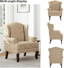 Accent Chair, High Back Upholstered Armchair with High Resilience Sponge & Wood Legs, Mid-Century Modern Comfy Single Sofa Reading Chairs for Living Room, Bedroom (Floral Light Brown, Set of 1) by CozyNest Decor