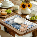 Autumn Placemats Blue Pumpkin Fall Place Mat Eucalyptus Leaves Floral Wood Grain Table Mats Thanksgiving Harvest Linen Placemat Party Kitchen Dining Decoration 12x18 Inch Set of 4 by CozyNest Decor