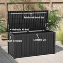 Mars Villa 150 Gallon Outdoor Storage Box Waterproof, Large Resin Deck Box for Outdoor Patio Furniture Cushions, Pool Supplies, Garden Tools, with Hydraulic Hinge, UV-Resistant and Weatherproof, Black by GreenHaven Gardens