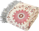 Snycler Boho Throw Blanket for Bed - 100% Cotton Ultra Soft Rustic Quilt - Pink Boho Floral Printed Farmhouse Decor Bed Blankets, 80"×90" All Season Rustic Throw for Sofa Couch Chair by CozyNest Decor