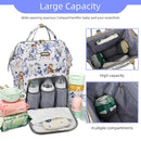 Diaper Bag Backpack, Diaper Bags for Baby Girls Boys, Baby Bags for Moms Dads, Nappy Changing Bag with Insulated Pockets,Multi-functional Waterproof Backpack with Stroller straps-Animal World White by TinyTreasures Baby Boutique