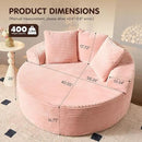 ovios 58" Oversized Round Chair Lounge Chaise Indoor, No Assembly Required, Cloud Large Circle Chair with Plush Fuax Fur, Fluffy Modern Sleeper Sofa Bed for Reading Yoga, Pink (Plush Corduroy Fabric) by CozyNest Decor