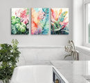 3pcs Framed Tropical Botanical Canvas Wall Art Monstera Leaves Posters Botanical Prints Bohemian style Wall Decor Pictures Palm Leaves Paintings for Bathroom living room Decoration by CozyNest Decor