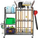 WALMANN Garden Tool Organizer with Wheels for Garage, Large Storage Capacity, Rakes/Shovels/Yard Tools Storage Stand for Shed, Garden, Indoor/Outdoor Long-Handled Tools Rolling Cart by GreenHaven Gardens