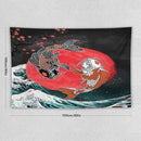 Houselerax Koi Fish Tapestries,Japanese Style Yin Yang Big Wave Cherry Blossoms Tapestry Wall Hanging for Bedroom Living Room Office Decor 60"x40" by CozyNest Decor