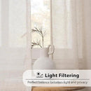 FMFUNCTEX Linen Sheer Curtains for Bedroom, Taupe Curtains 96 inches Long for Living Room, Brown Farmhouse French Flax Blend Window Draperies, Rod Pocket 2 Panels Set by CozyNest Decor