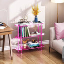 Clear Bookshelf, Acrylic Bookcase with Open Book Shelf Console Table for Entryway Office (3 Tier Pink) by CozyNest Decor
