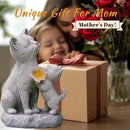 Solar Cat Garden Statue Outdoor Decor - Mother & Kitten Figurines with Flower LED Light, Outside Yard Art Patio Balcony Lawn Ornament, Unique Gifts for Cat Lover by CozyNest Decor