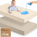 Waterproof Crib Mattress Protector Cover Fitted - 2-Pack Quiet Baby Crib Mattress Pad Sheets, 52" x 28" Soft Quilted Cotton Baby Sheet, Machine Washable, Easy Fit, Durable (Ecru/Quin) by TinyTreasures Baby Boutique