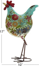 Deco 79 Metal Rooster Decorative Garden Sculpture Indoor Outdoor Distressed Standing Garden Statue with U Shaped Feet, Outdoor Sculpture 10" x 5" x 17", Green by GreenHaven Gardens