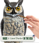 Dalen Large Fake Owl Decoy to Scare Birds Away - Garden Scarecrow Provides Natural Pest Control - 16" Tall - Great Horned Owl by CozyNest Decor