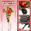 Ganeen 2 Pcs Solar Stake Christmas Outdoor Decorations Christmas Yard Stake Decor LED Lights Cemetery Grave Cross Poinsettia Decor for Holiday Garden Pathway Lights (Poinsettia) by GreenHaven Gardens
