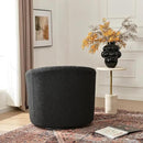 KINWELL 34" W Mid Century Modern Swivel Barrel Chair, Round Upholstered Boucle Swivel Accent Chairs, No Assembly Sofa Chair for Living Room Bedroom Reading Apartment Lounge Nursery(Black) by CozyNest Decor