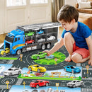Toddler Boys Toys for 3 4 5 6 Years Old, Truck Vehicle Set with Play Mat and Die-Cast Toy Car, Transport Carrier Truck for Kids, Birthday Gifts Toys for 3 4 5 6 7 8+ Year Old Boys by TinyTreasures Baby Boutique