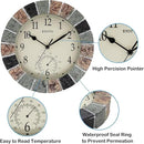 eYotto 10 Inch Small Indoor/Outdoor Waterproof Wall Clock with Thermometer Silent Non-Ticking Battery Operated Wall Clocks Weatherproof for Patio, Pool, Garden, Lanai, Fence, Porch, Deck, Bathroom by CozyNest Decor
