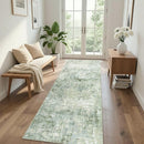 Runner Rug for Hallways Kitchen 2'6"x8' Washable, Non Slip Carpet 8ft Area Rugs Entryway Rubber Backed 8 Feet Neutral Abstract Modern Low Pile Indoor Green by TinyTreasures Baby Boutique