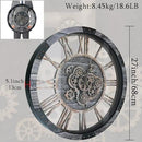 27 Inch Moving Gear Wall Clock, Oversized Wall Clocks, Clock Living Room Decor, Solid Wood Frame, Battery Operated, Large Wall Clock with Steampunk Industrial for Fireplace(Gray) by CozyNest Decor